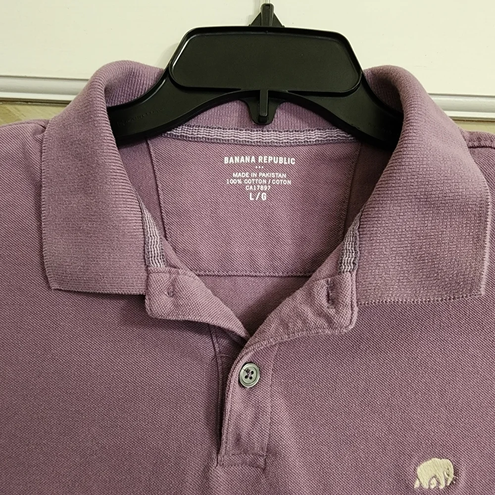 Banana Republic Elephant Logo Polo Shirt Men’s Large Purple Lilac Cotton Piqué